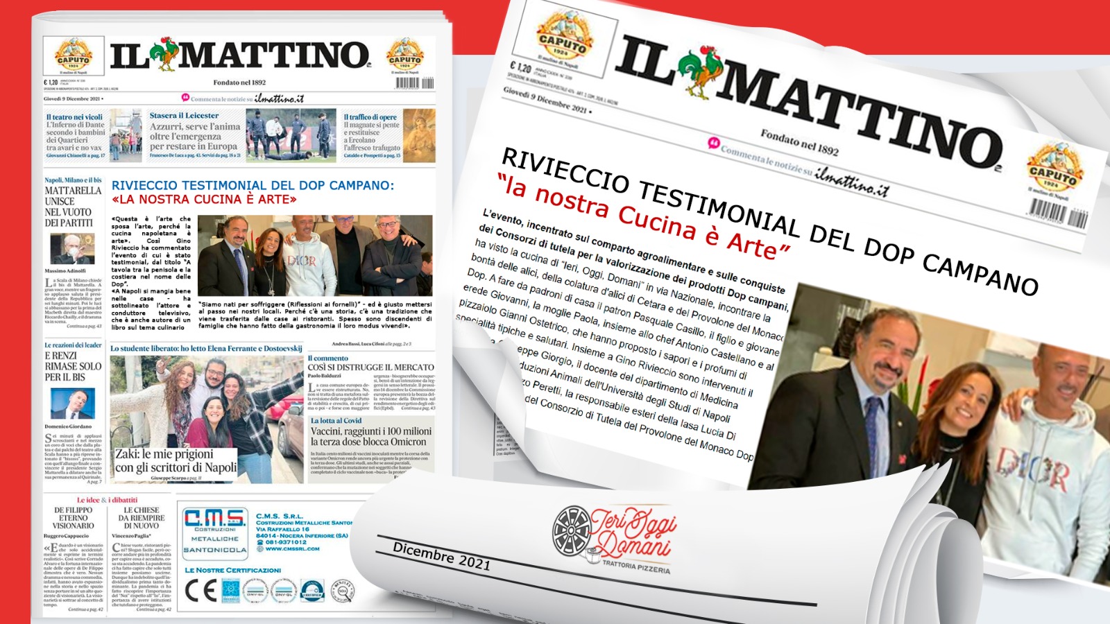 Rivieccio testimonial del Dop campano: &laquo;La nostra cucina &egrave; arte&raquo;